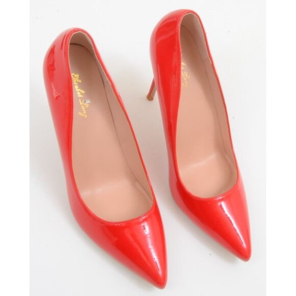 Elisabet Tang Women 9 Red Pumps Pointed Toe High Heel Party Stiletto Sexy - Picture 4 of 8